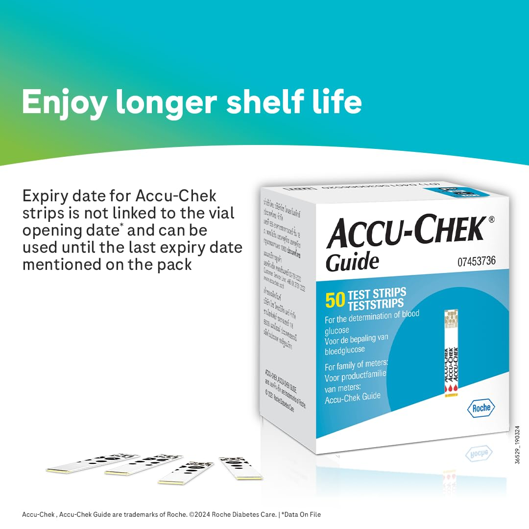 Accu-Chek Glucose Meter (Guide Blood Glucose Glucometer Kit With Vial Of 10 Strips, 10 Lancets And A Lancing Device Free) - Image 5