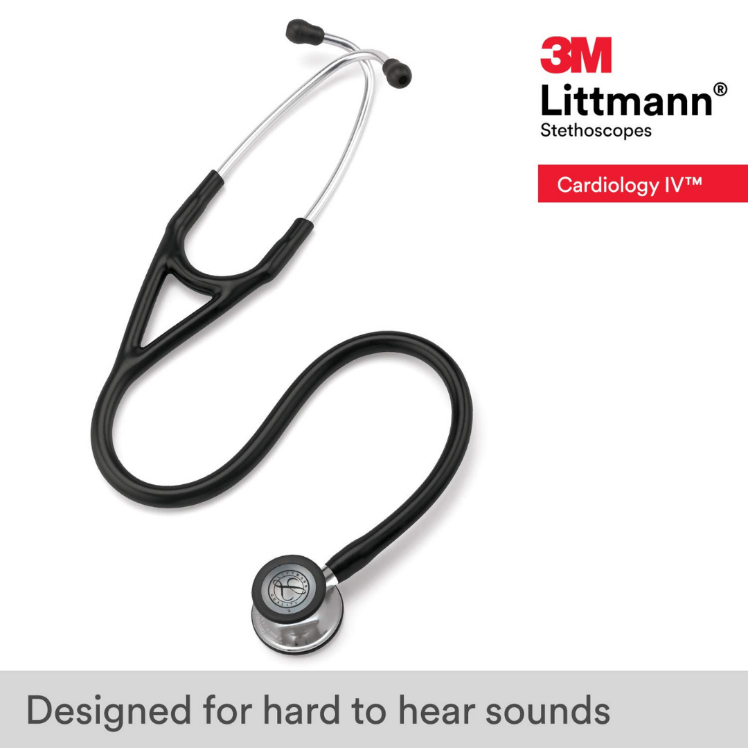 3M™ Littmann® Cardiology IV™ Diagnostic Stethoscope (Mirror-Finish Chestpiece and Stem, Black Tube, 6177) - Image 2