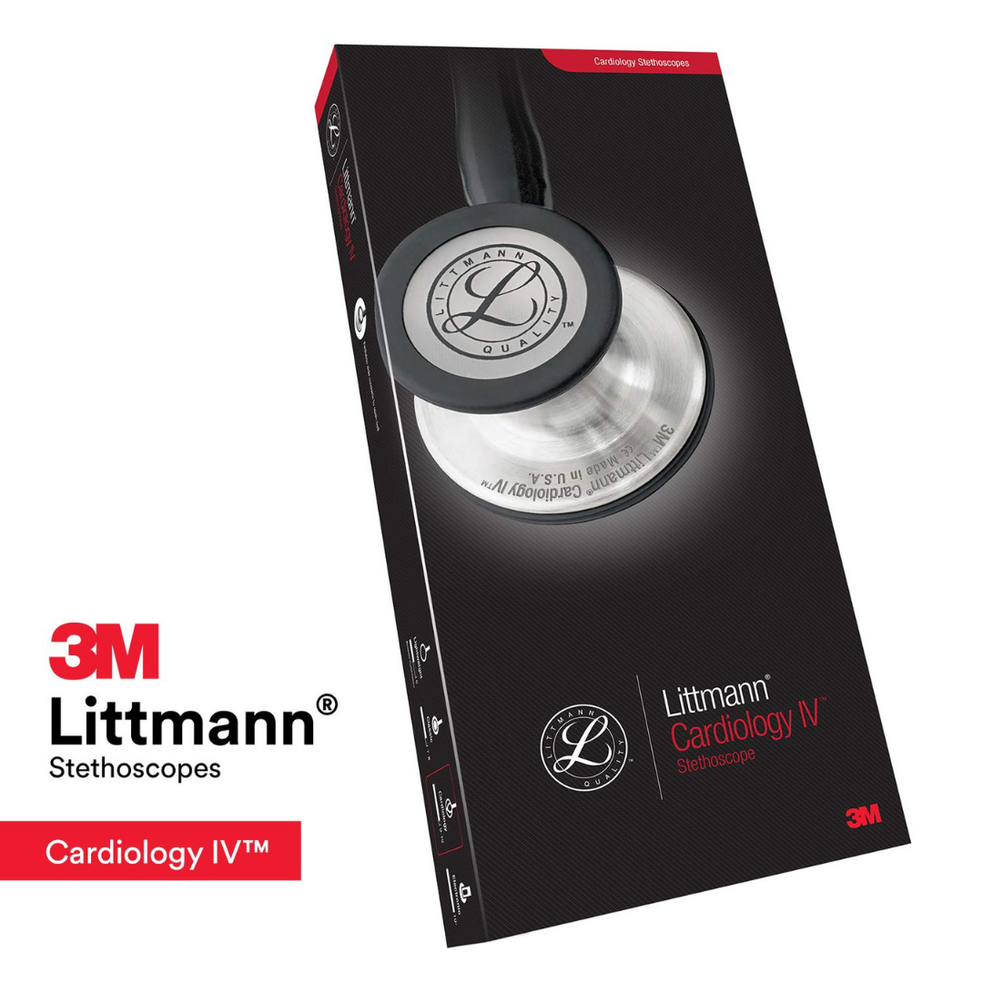 3M™ Littmann® Cardiology IV™ Diagnostic Stethoscope (Mirror-Finish Chestpiece and Stem, Black Tube, 6177) - Image 3